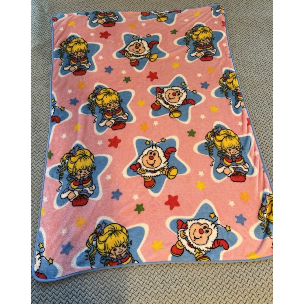 Rainbow Brite Twink Travel  Blanket Throw Stars 50"x 40" Lightweight Pink